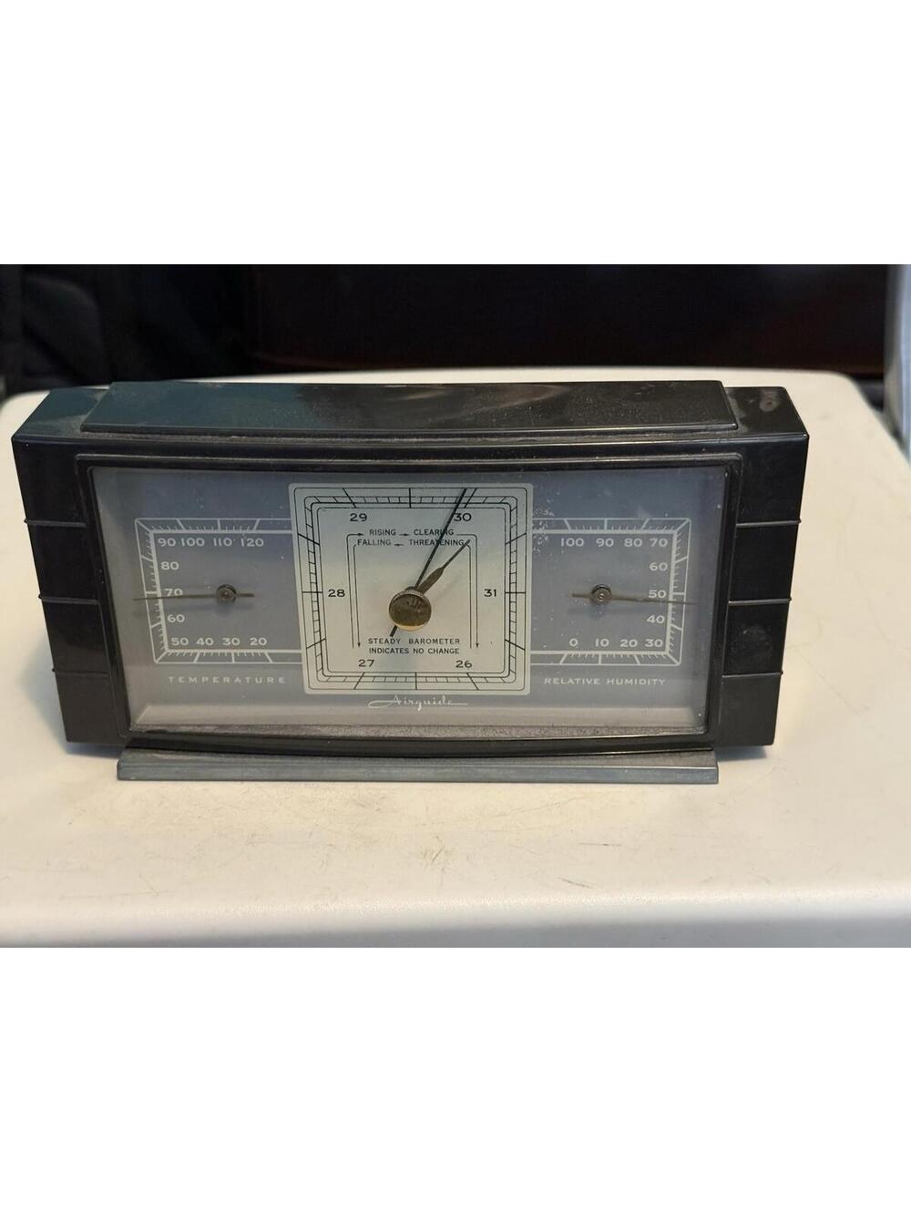 ART DECO AIRGUIDE BAROMETER DESKTOP WEATHER STATION THERMOMETER